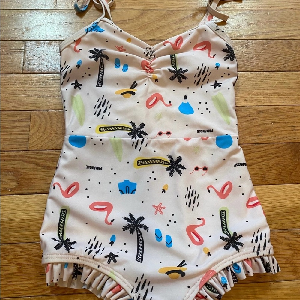 Dot Dot Smile Kids Swim One Piece with Tropical Print